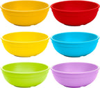 Re-Play Made in USA 20 Oz. Reusable Plastic Bowls, Pack of 6 - Dishwasher and Microwave Safe Bowls for Snacks, Cereals, and Everyday Dining - Durable Toddler Bowl Set 4.75" x 4.75" x 2" - Crayon Box