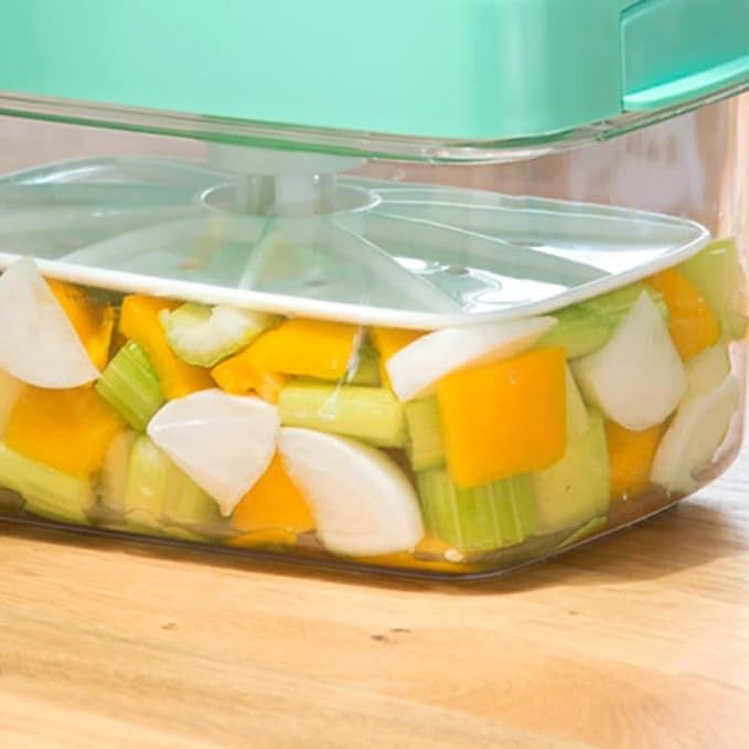 Instant Pickle Maker Vegetable Press Tsukemono Container Rectangle Made in Japan BPA Free (Green 0.8L)