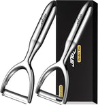 Premium Vegetable Peeler Stainless Steel, Ultra Sharp Peelers for Kitchen, Potato Peeler Rotary Blade, Fruit Veggie Y Peelers Ergonomic Thickened Handle - 5 Years Warranty (Serrated + Plain)