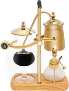 Belgian Balance Siphon Coffee Maker, Vintage Syphon Coffee Machines Vacuum Brewing System, Gold Royal Family Coffee Makers with handle for Home, Café shop (400ml/13.53oz) (Gold)
