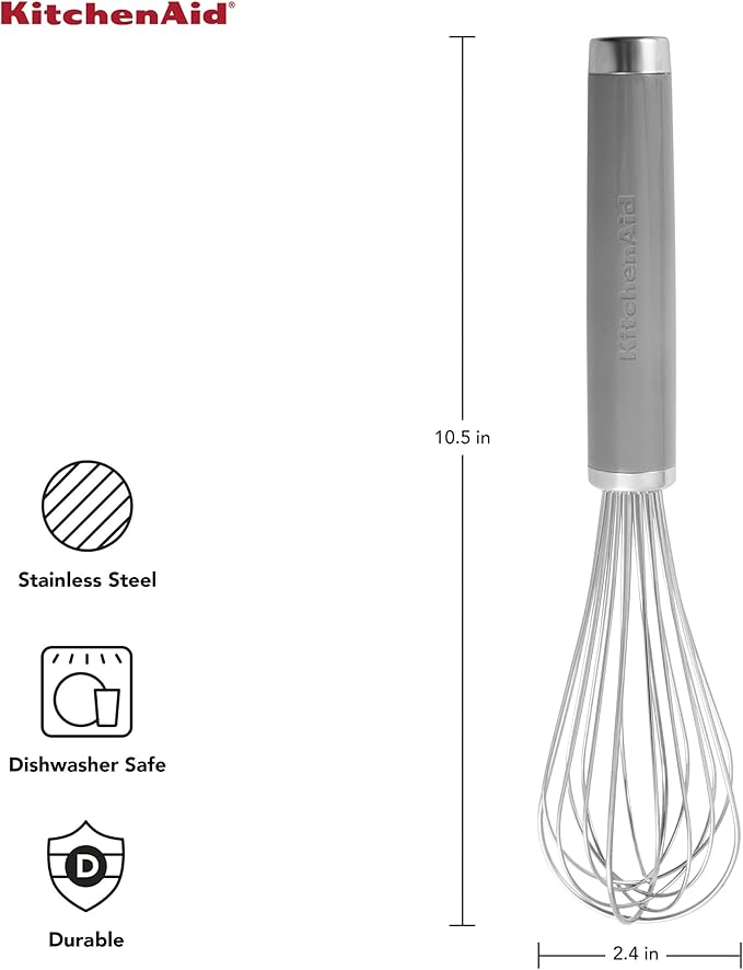 KitchenAid Classic Utility Whisk, One Size, Gray, 10.5-Inch