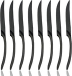 JASHII 18/10 Stainless Steel 8 Piece Mirror Polished Black Steak Knife Black Utensil Set
