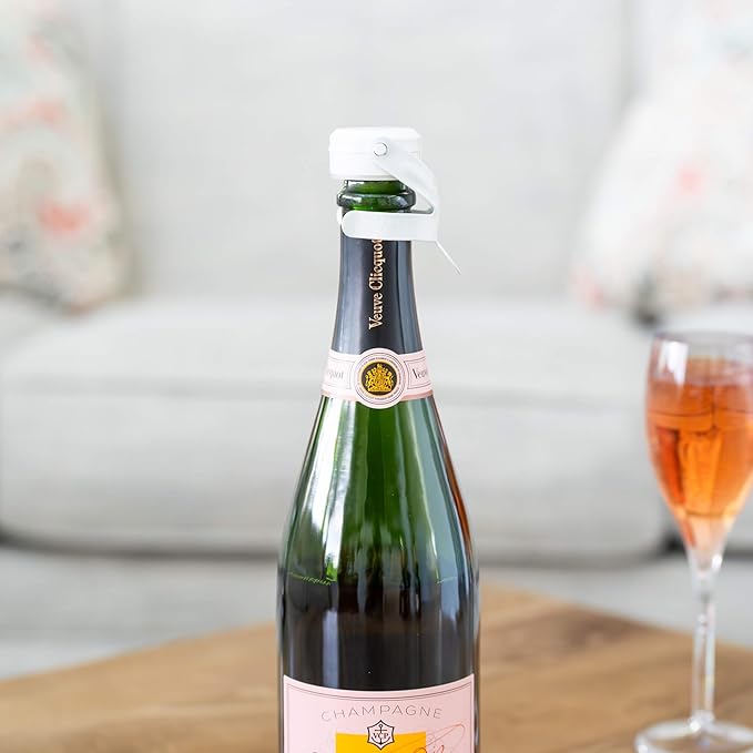 KLOVEO White Champagne Stopper - Made in Italy - Patented Seal - Durable Plastic WAF Bottle Stopper for Sparkling Wine, Prosecco, Cava