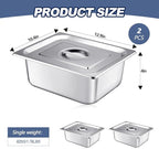Mifoci 2 Pack Stainless Steam Hotel Pan with Lid, 1/2 Size x 4 Inch Deep Steam Table Pan Restaurant Supplies Reusable Anti Rust Steam Pan Water Pan for Home, Party, Restaurant, Hotel, Buffet