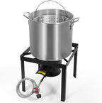 Barton 64Qt Turkey Deep Fryer w/High Pressure Burner All Purpose Aluminum 100,000 BTU Outdoor Boiler Roaster Clam Bake Crawfish Pot Boiling Lid Seafood Cajun Gas Stove Burner Stand Injector