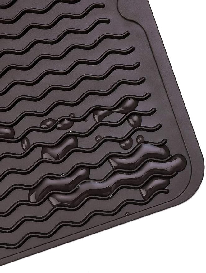 Silicone Dish Drying Mat for Multiple Usage,Easy clean,Eco-friendly,Heat-resistant Silicone Mat for Kitchen Counter,Sink,Bar,Bottle,or Cup Coffee M 17 inches x 6 inches
