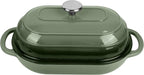 Premium Enameled Cast Iron Dutch Oven for Bread Baking | Non-Stick 5QT Oval Bread Oven with Lid | Perfect for Sourdough, Loaf, and Artisan Baking (Green, 5 QT)