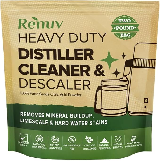 Citric Acid for Cleaning & Descaling Water Distillers, Kettles, Pots, Boilers, Dispensers, Citrus Acid Powder Descaler, Removes Limescale, Mineral Buildup, Hardwater Stains, Residue Fast 2LB Bulk