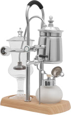 Belgian Balance Siphon Coffee Maker, Vintage Syphon Coffee Machines Vacuum Brewing System, Gold Royal Family Coffee Makers with handle for Home, Café shop (400ml/13.53oz) (Silver)