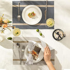 PIGCHCY Luxurious Placemats Set of 8, 18 x 12 inches Elegant Placemats Non-Slip Washable Durable Table Mats for Home/Dining Room Decoration (Beige White)