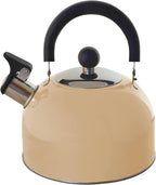 Lily's Home 2 Quart Stainless Steel Whistling Tea Kettle, the Perfect Stovetop Tea and Water Boilers for Your Home, Dorm, Condo or Apartment. (Pastel Cream)