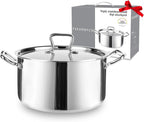Whole-Clad Tri-Ply Stainless Steel Stockpot with Lid, 8 Quart Large Cooking Pot All Stove Compatible Up to 600℉, 18/8 Stainless Steel Kitchen Induction Ready Cookware