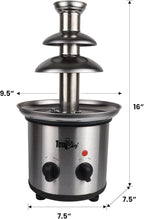 Total Chef 3 Tier Chocolate Fountain - Electric Fondue Machine, 1.5 lbs Capacity, Melts Hot Dark Dipping Chocolate for Party, Wedding & Events, Stainless Steel