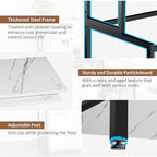 Mini Fridge and Microwave Stand Over Refrigerator Storage Shelf with Power Outlet, 5 Tiers Adjustable Bakers Rack Cabinet Coffee Bar Appliance Organizer for Dorm Office,Marble-Look