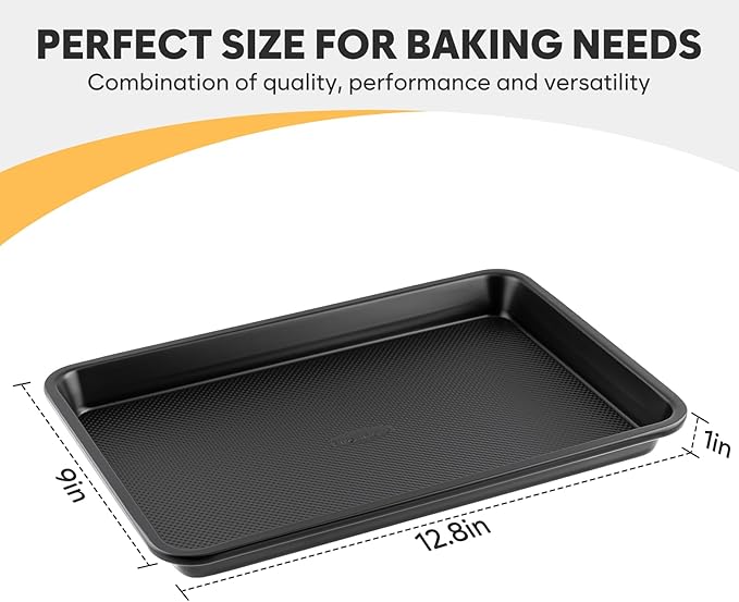 2 Pack Cookie Sheets for Baking, Ceramic Quarter Baking Sheet Pans Set, Thicker Carbon Steel Baking Sheets Non Stick, 12.8 x 9 Inch Baking Trays for Oven