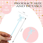 20 pcs Bow Drink Stirrers, Acrylic Drink Stirs for Blue Wedding Shower Decor, Coquette Birthday Cocktail Wedding Decorations Party Favors (Blue)