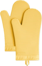 KitchenAid Ribbed Soft Silicone Oven Mitt Set, Orange Sorbet, 7.5"x13", 2 Count