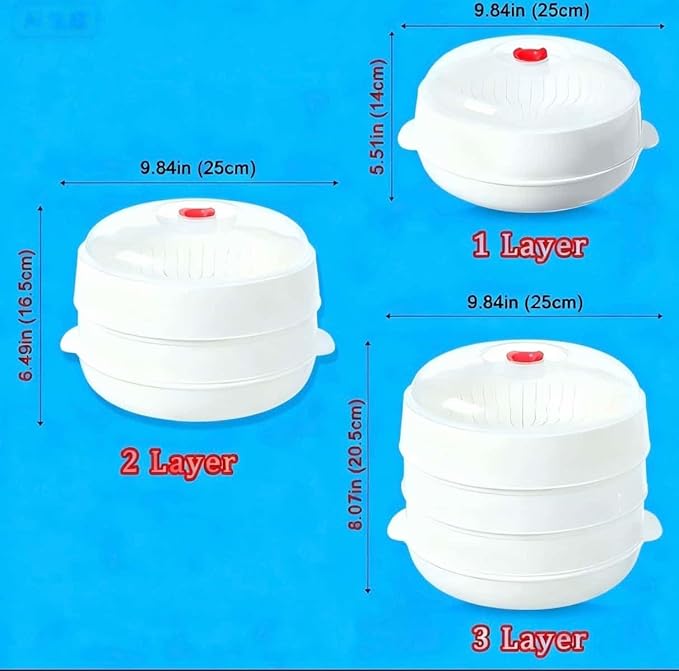 Microwave Vegetable Steamer, Microwave Steamer for Vegetables,Microwavable Cookware with Lid and Tray for Cooking Food and Vegetables (First floor)