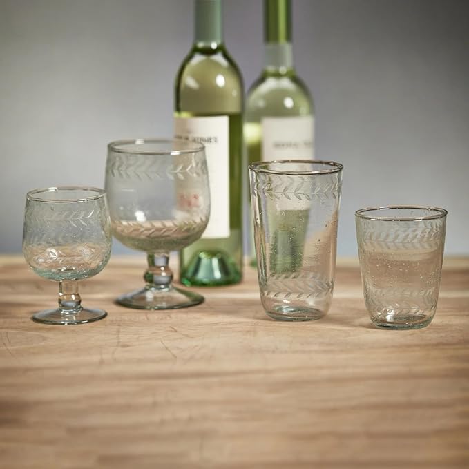 Zodax Tuscan Handmade Etched Glass - Sets of 4 (DOF)