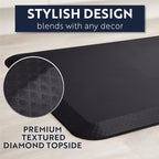 KANGAROO Thick Ergonomic Anti Fatigue Mats for Kitchen Floor, 70x24 Runner, Cushioned Standing Office Desk Mat, Waterproof Scratch Resistant Topside, Supportive All Day Comfort Padded Foam Rugs, Black