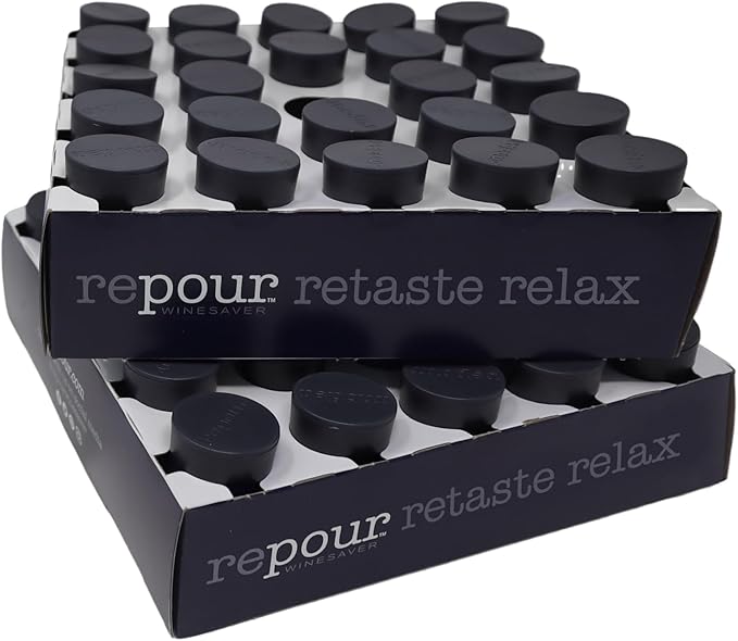 Wine Saver and Stopper - Removes Oxygen, Preserving and Keeping Wine As Fresh As The Day The Bottle Was Opened - 48-Pack - Black