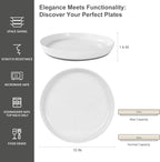 Ceramic Dinner Plates Set of 4-10 inch Stoneware Plates Set - Microwave&Dishwasher&Oven Safe, Porcelaine Dinnerware Dish Set for Kitchen Serving,Scratch Resistant - White(Grey Bottom)