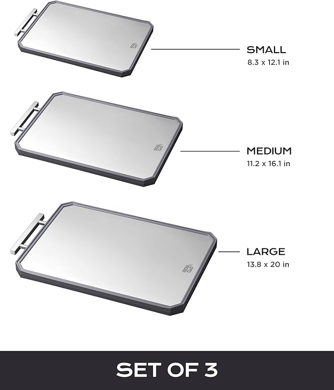 EXTRA LARGE Cutting Board,Double Sided Stainless Steel Cutting Boards Set for kitchen,Stainless Steel/Wheat straw pp Cutting Board for meat,Dishwasher Safe [20 * 13.8+16 * 11+12 * 8.3 Inch]