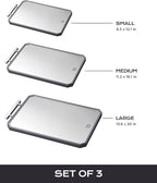 EXTRA LARGE Cutting Board,Double Sided Stainless Steel Cutting Boards Set for kitchen,Stainless Steel/Wheat straw pp Cutting Board for meat,Dishwasher Safe [20 * 13.8+16 * 11+12 * 8.3 Inch]
