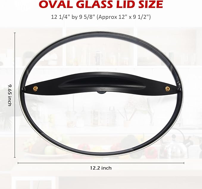 SCVP609-KLS Oval Glass Crock Pot Lid Compatible with Rival and Hamilton Beach Black Decker 6-Quart Crock Pot & Slow Cooker