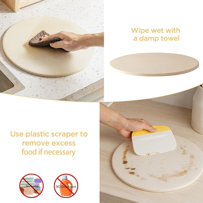 Pizza Stone for Oven and Grill, Heavy Duty Cordierite Baking Pan, Round Baking Stone for Bread, Cookie, 12 Inch
