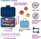 Yumbox TAPAS Larger Size Leakproof Bento Lunch Box, 4 Compartment Removable Tray, Pack Sandwiches, Salads, Healthy Sides and Dips, Lunch box for Adults and Kids (Monte Carlo Blue Race Cars)