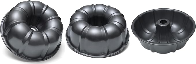 Carbon Steel 10 Inch Tube Pan - Heavy Duty Round Fluted Cake Pans with Nonstick Coating for Baking Cakes, Pound Cakes, 12 Cups