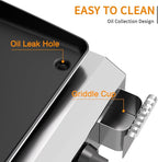 2 Burner BBQ Gas Griddle with Hood, 17.3 Inch Stainless Steel Portable Detachable Propane Griddle, 30,000 BTU Flat Top Barbecue Grill with Side Shelves for Camping