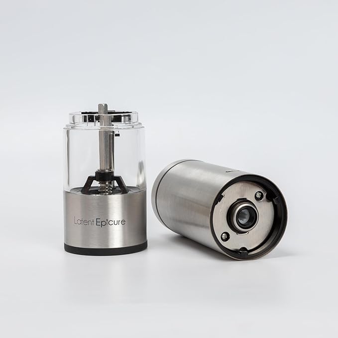 USB-C Electric Salt and Pepper Grinder (SINGLE) - Stainless Steel Salt, Pepper or Spice Mill with LED Light - One Handed Operation Adjustable Ceramic Grinders