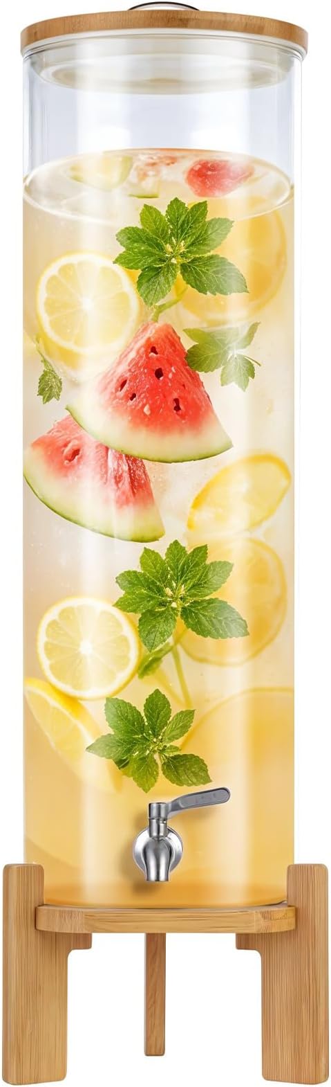 Beverage Dispenser,4.1 Gallon Glass Drink Dispenser with Stand,Glass water dispenser with Spigot, Large Drink Dispensers for Parties,Water Dispensers for Bar,Wedding,Restaurants 15L