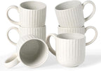 famiware Coffee Mugs Set of 6, Starlight 11 oz Mug Cup Set with Handle for Coffee, Tea, Cocoa, Milk - Ceramic Stoneware Mug Set, Matte White