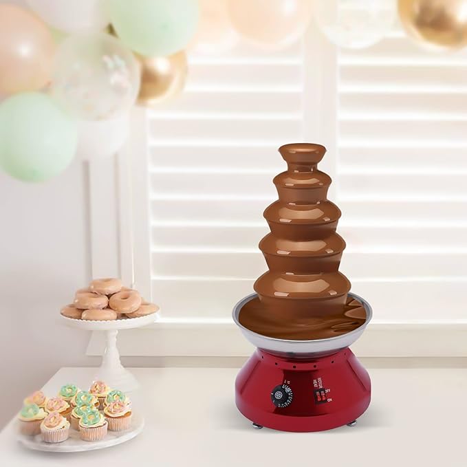 Chocolate Fountain Commercial Hot Chocolate Fondue Tower 5 Tier 7 lb Large Capacity Stainless Steel Chocolate Melting Heating Machine for Nacho Cheese Liqueurs Party Wedding