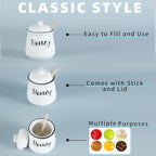 HAOTOP Farmhouse Porcelain Honey Jar with Dipper and Lid Set 12oz,Easy to Clean (White)