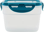 Rachael Ray Leak-Proof Stacking Container Food Storage Bin Set, 20-Piece, Clear with Teal Lids