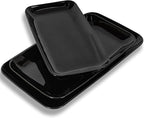 DELLING Large Serving Platter, 16/14/12inch Black Serving Tray Set- Rectangular Serving Platters for Party, Entertaining, Turkey Platter for Thanksgiving, Christmas, Microwave Dishwasher Oven Safe