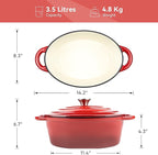 Oval Dutch Oven for Bread Baking, 4.5 Quart Non Stick Enameled Cast Iron Dutch Oven Pot with Lid, Oven Safe Oval Casserole with Lid up to 500°F for Baking, Braising, Stews, Roasting (Red)