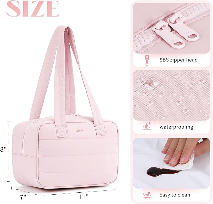 Lunch Bag Women，Freezable Lunch bag，Built-in Ice Pack Small Cooler，Cute Lunch Bags for Women,Waterproof and Durable，Suitable for Work, Picnics, Travel, and Meal Preparation（Light Pink）