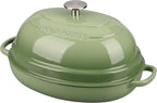 Enameled Oval Cast Iron Dutch Oven Pot with Lid, Bread Dutch Oven for Sourdough Bread Baking, 6QT, Pistachio Green
