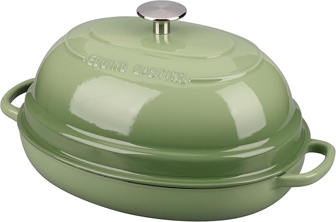 Enameled Oval Cast Iron Dutch Oven Pot with Lid, Bread Dutch Oven for Sourdough Bread Baking, 6QT, Pistachio Green
