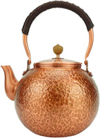 Funmaker Handmade Solid Copper Tea Pot Kettle Stovetop Teapot Thick Hammered Copper Tea Pot Kettle Stovetop Teapot Made for gasstove tops pure copper kettle (Type 3-1400ml)