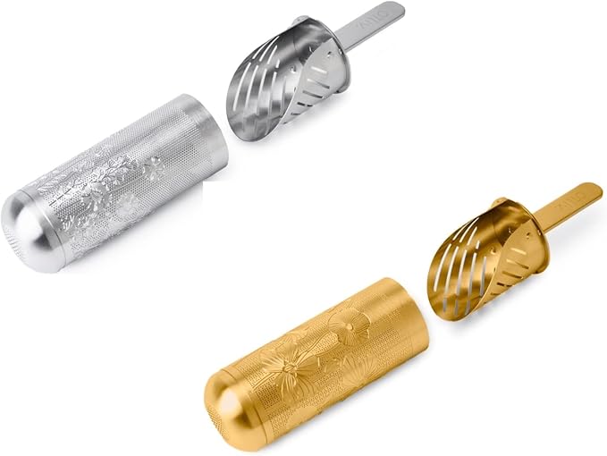 2 Pack Tea Infuser Spoon For Loose Leaf Tea Stainless Steel Tea Diffuser Long-Handle Tea Filter Easy to Carry Tea Strainer (Gold＆Silver)