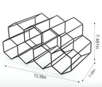Black Wine Racks Countertop 9 Bottle,Geometric Stainless Steel Wine Bottle Holder,Compact Small Wine Rack for Cabinet Pantry Bar Table No Assembly Required