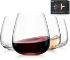 Stemless Wine Glasses Set of 4, 15oz Hand Blown Crystal Red White Wine Glass, Ideal for Daily Use and Special Days, Perfect Gifts for Both Men and Women, Father's Day