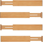 Adjustable Bamboo Drawer Dividers 17"-21", Speaid Safety 4-Pack, Drawer Dividers Kitchen With Cushioning Pads (4)
