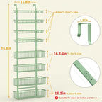 Moforoco Sage Green Over The Door Pantry Organizer, Pantry Door Organizer Shelves, Kitchen Organizers and Storage, Hanging Basket Wall Spice Rack Seasoning Shelves